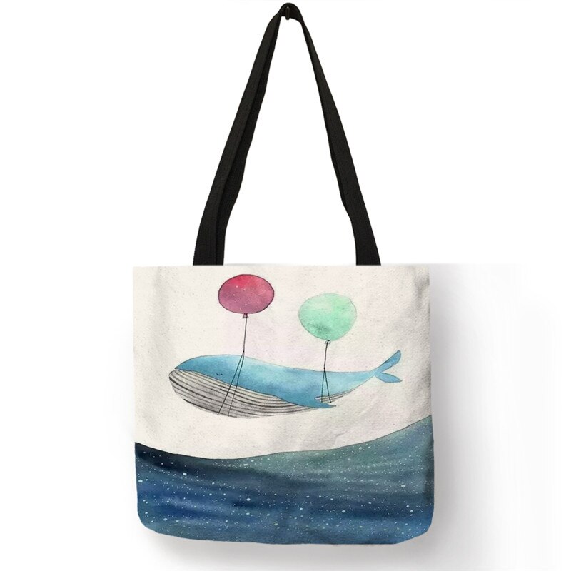 Whale Print Tote Bag