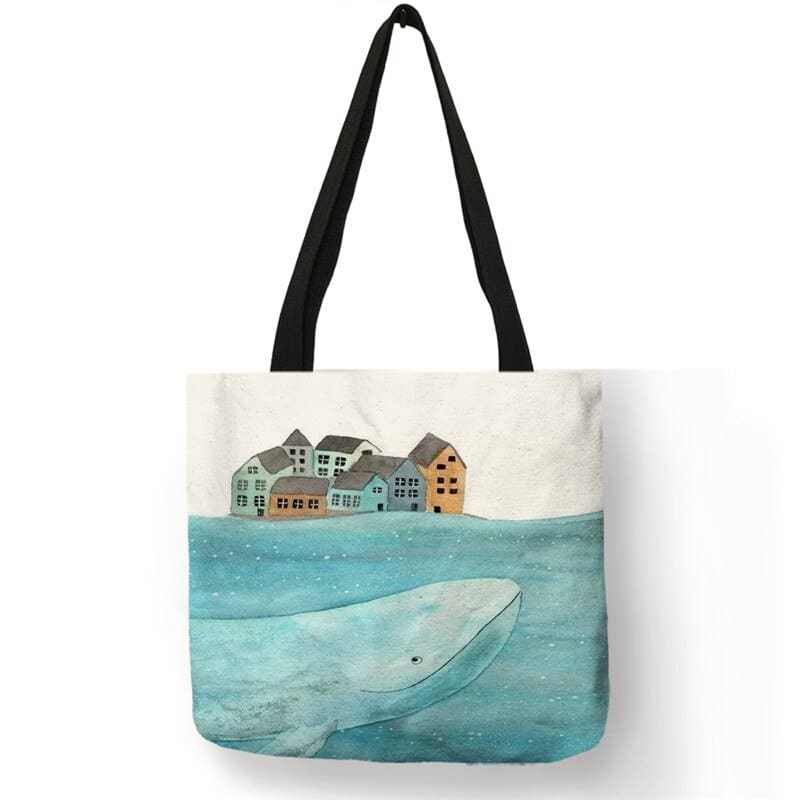 Whale Print Tote Bag