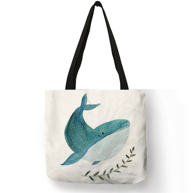 Whale Print Tote Bag