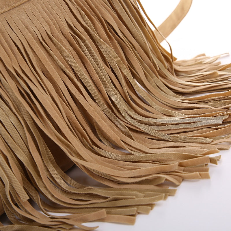 Bohemian Crossbody Bag with Decorative Tassels