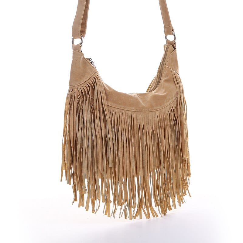 Bohemian Crossbody Bag with Decorative Tassels