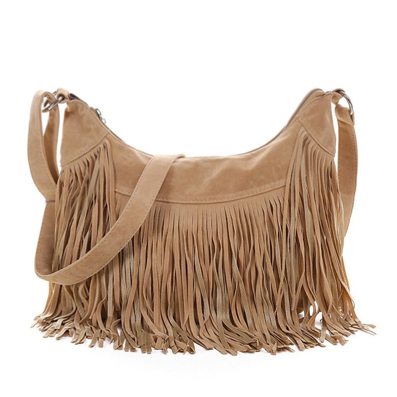 Bohemian Crossbody Bag with Decorative Tassels