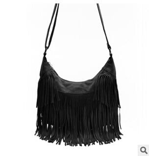 Bohemian Crossbody Bag with Decorative Tassels