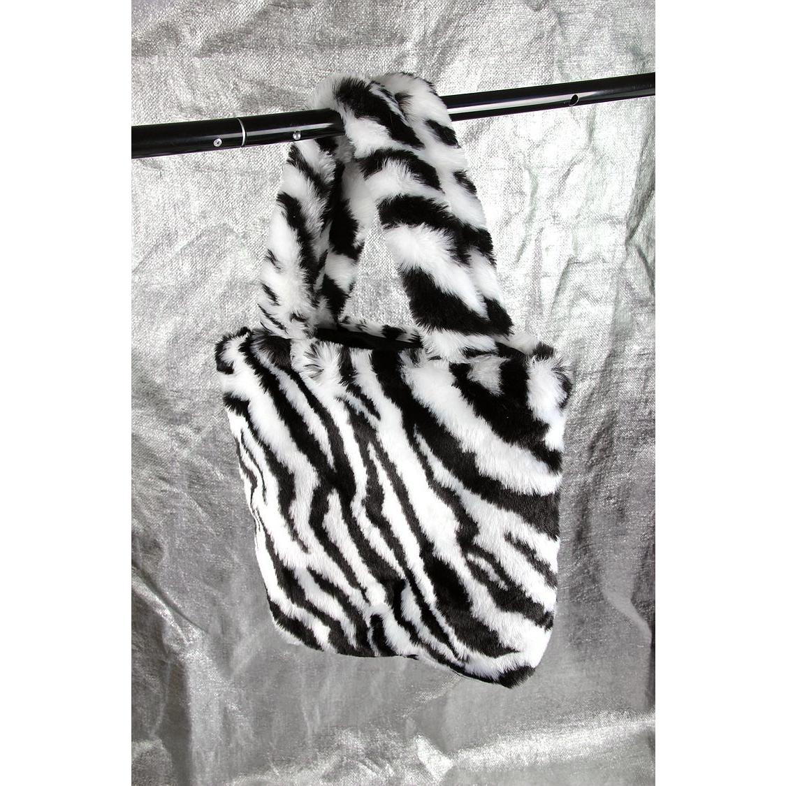 Black and White Plush Tote Bag