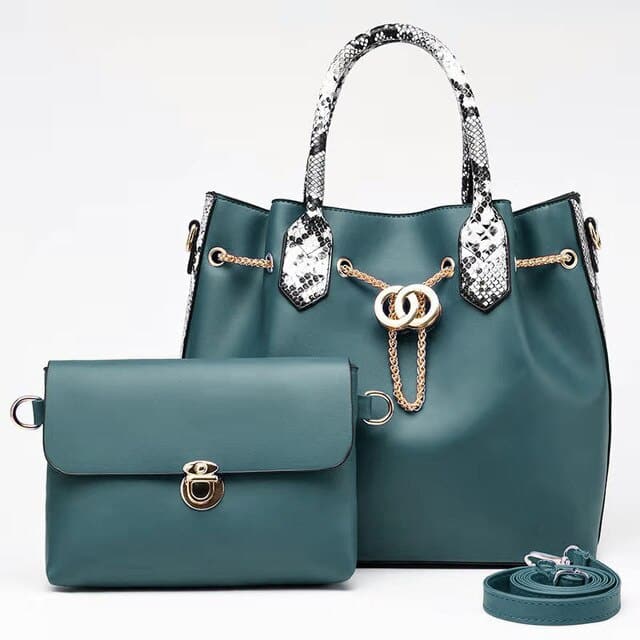 Metal Chain Leather Bag Set