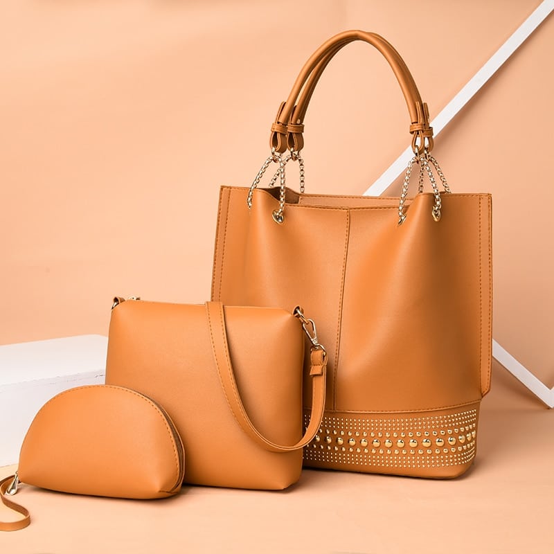 Rivet Handbag 3 Pcs Set