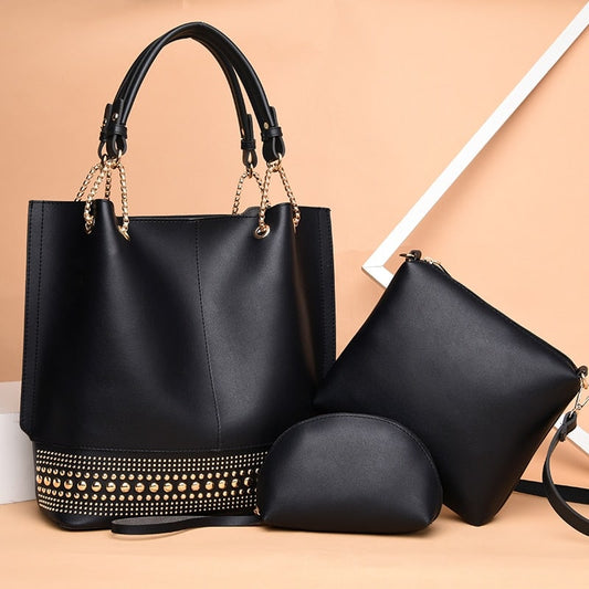 Rivet Handbag 3 Pcs Set
