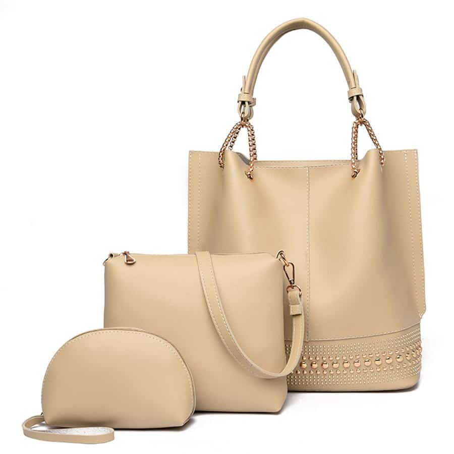 Rivet Handbag 3 Pcs Set