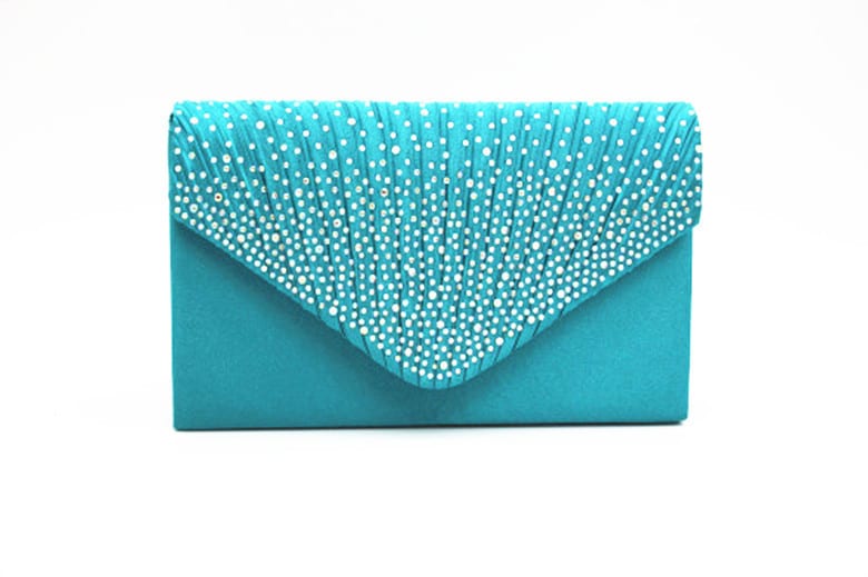 Fashion Satin Evening Bags for Women - Luxury Diamond and Chain Embellished Bag