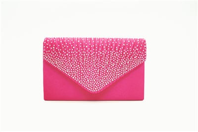 Fashion Satin Evening Bags for Women - Luxury Diamond and Chain Embellished Bag