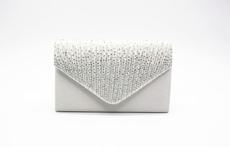 Fashion Satin Evening Bags for Women - Luxury Diamond and Chain Embellished Bag