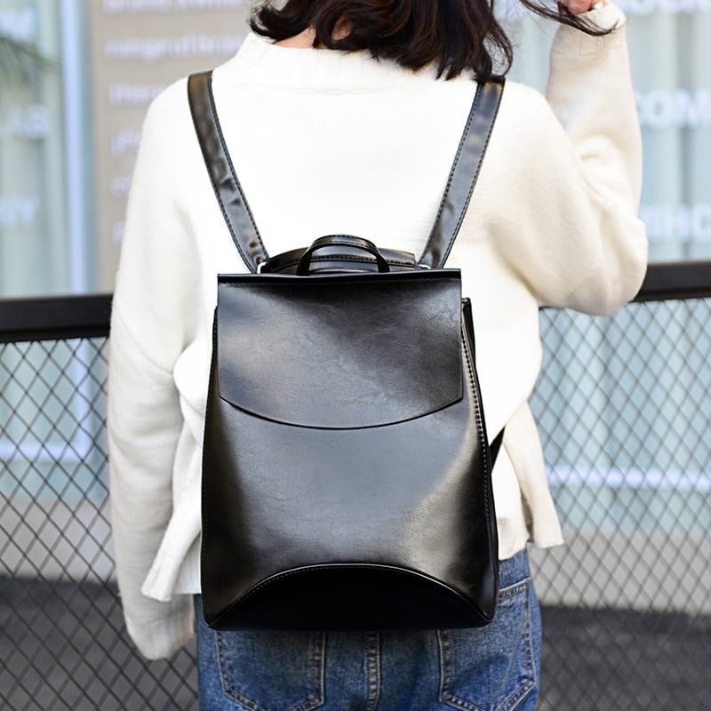 Vintage Leather Backpack for Women