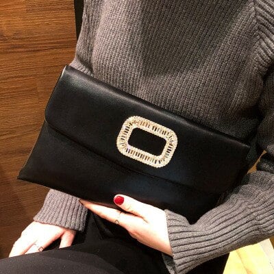 Luxury Diamond Decorated Red / Black Clutch Bag