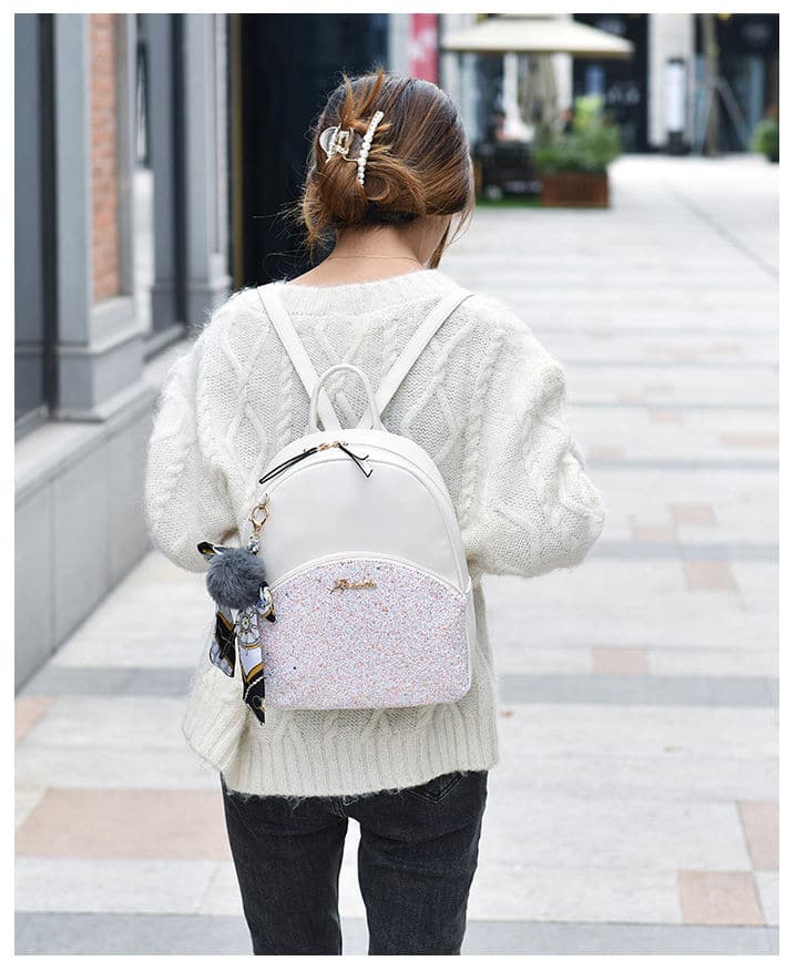 Glittering Backpack with Bow