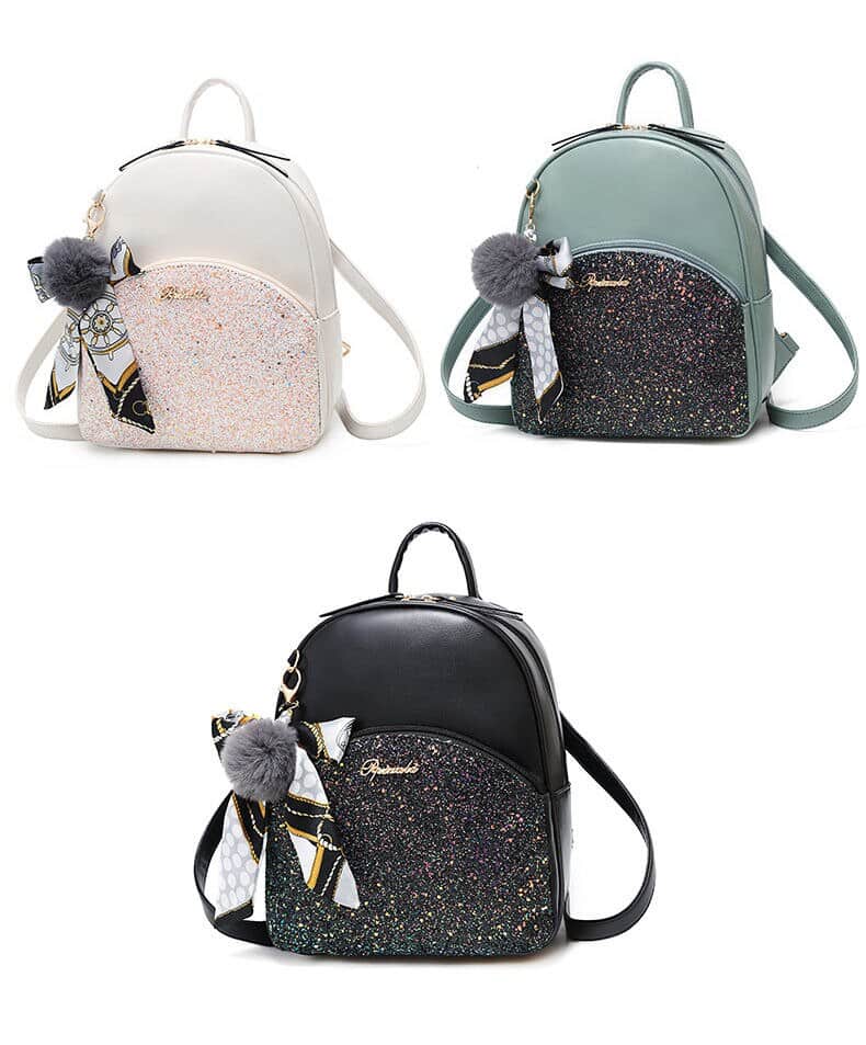 Glittering Backpack with Bow
