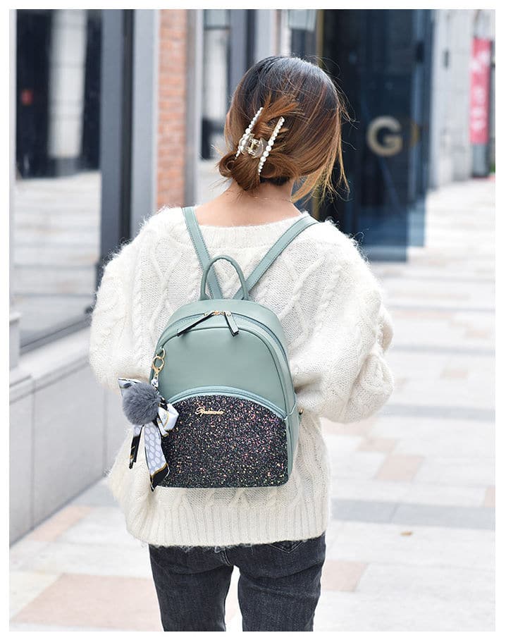 Glittering Backpack with Bow