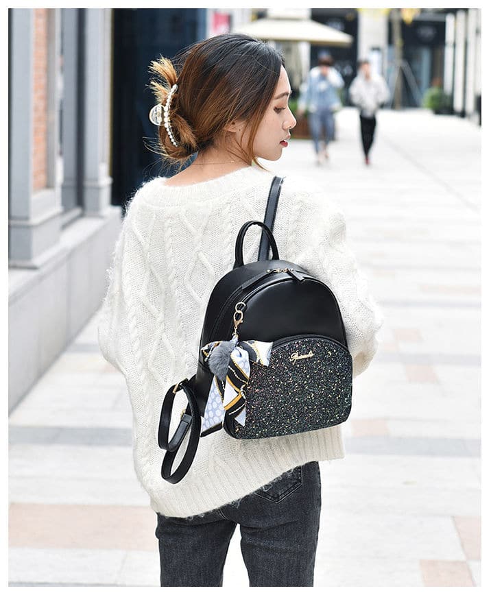 Glittering Backpack with Bow