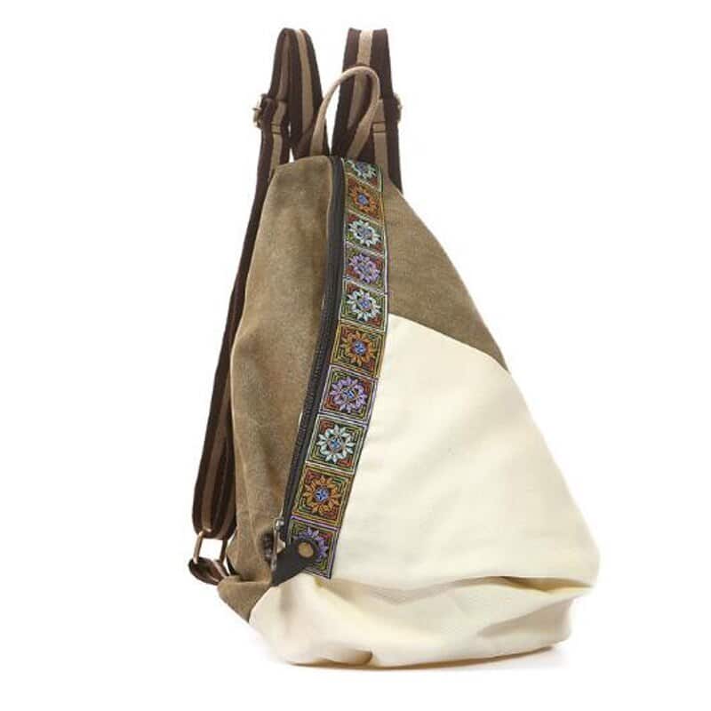 Embroidered Vintage Canvas Backpack for Women