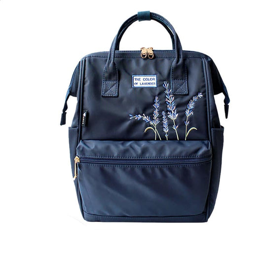 Lavender Embroidery Travel Backpack