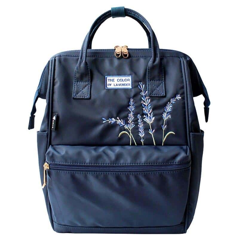 Lavender Embroidery Travel Backpack