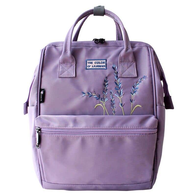 Lavender Embroidery Travel Backpack