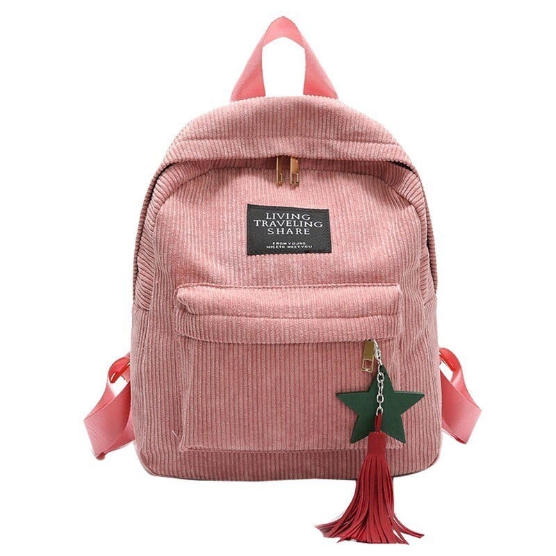 Corduroy Backpack with Tassel