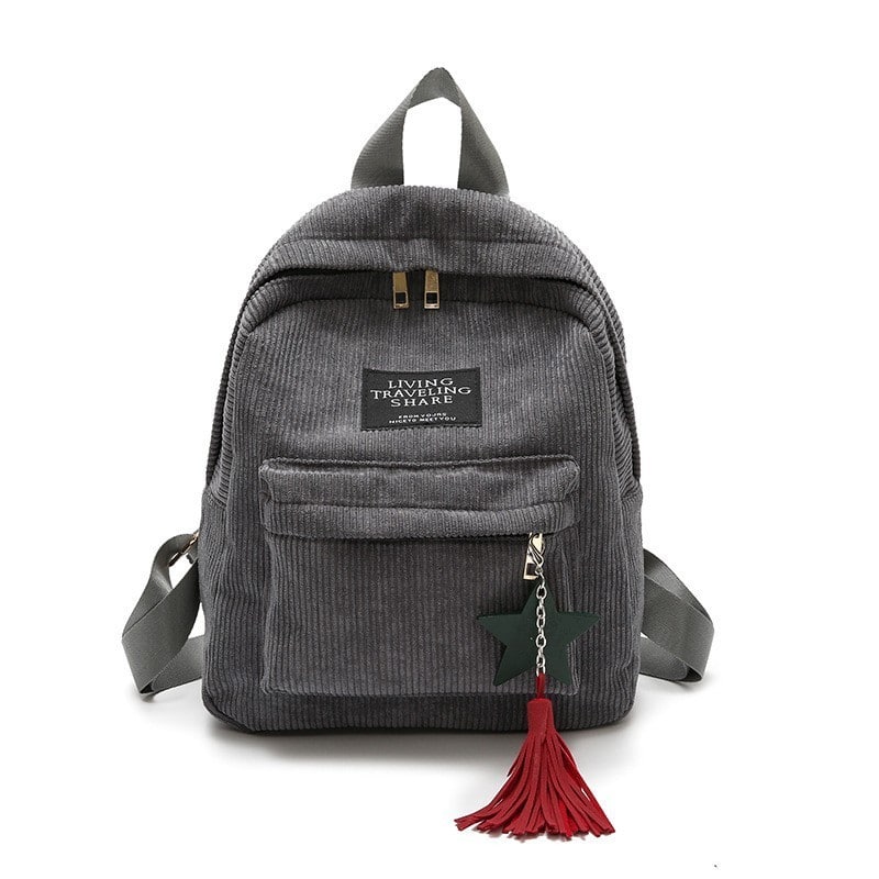 Corduroy Backpack with Tassel