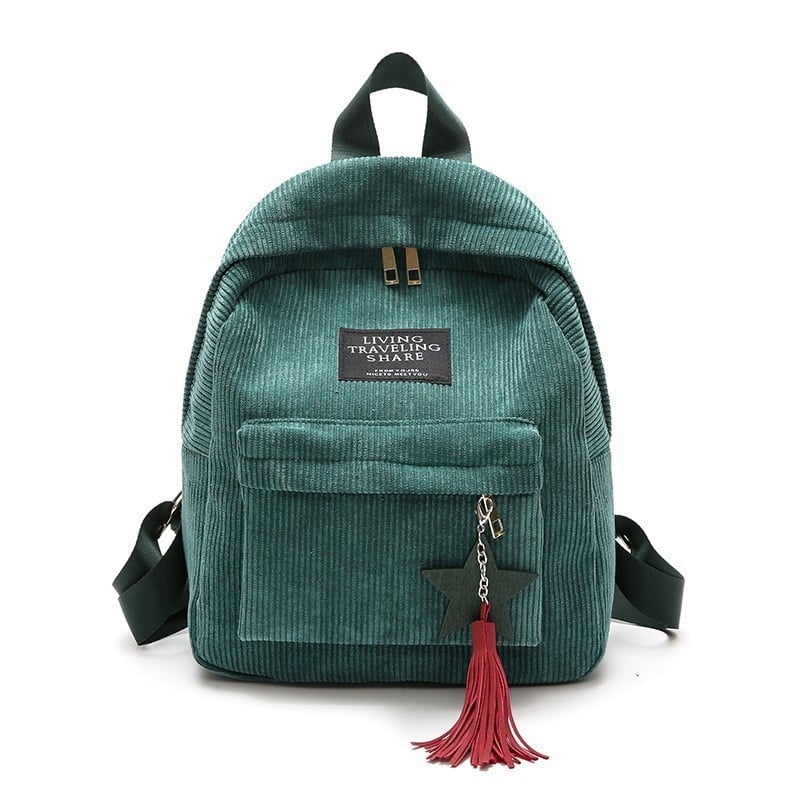 Corduroy Backpack with Tassel