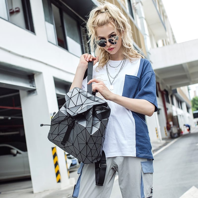 Geometric Drawstring Backpack