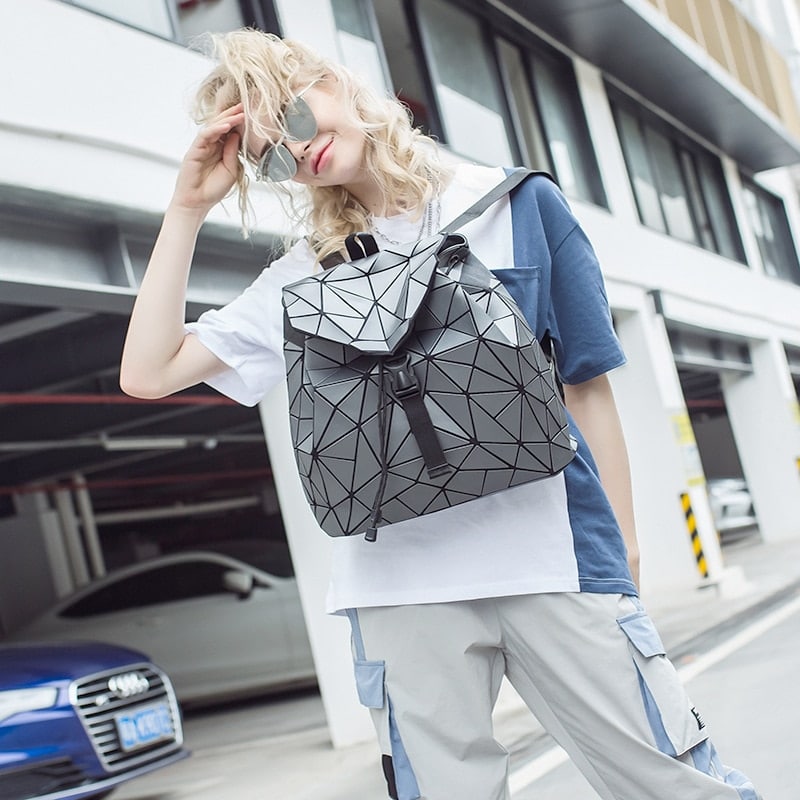 Geometric Drawstring Backpack