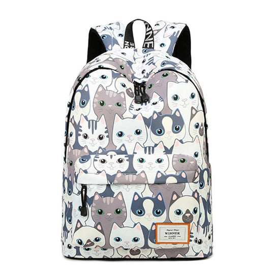 Backpack with Cute Cats Print