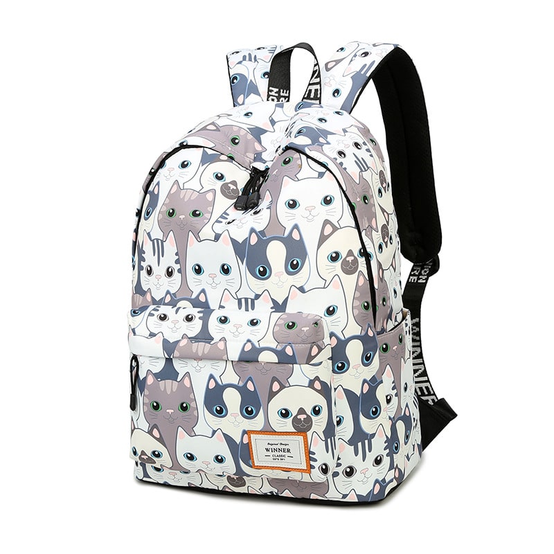 Backpack with Cute Cats Print