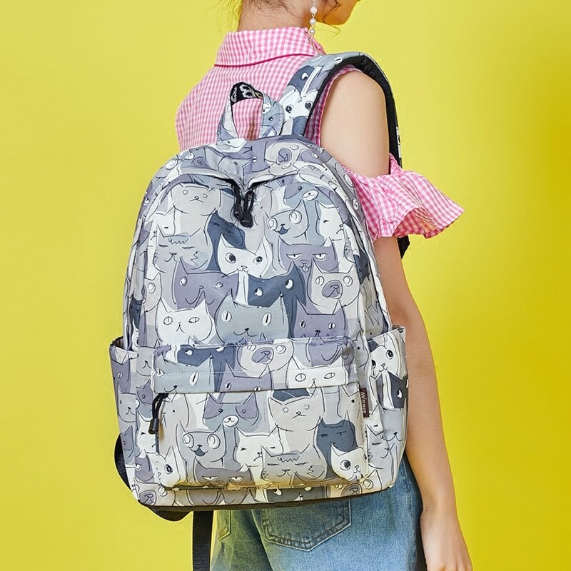 Backpack with Cute Cats Print