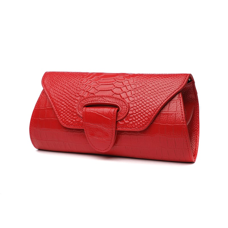 Genuine Leather Clutch Bag with Crocodile Pattern