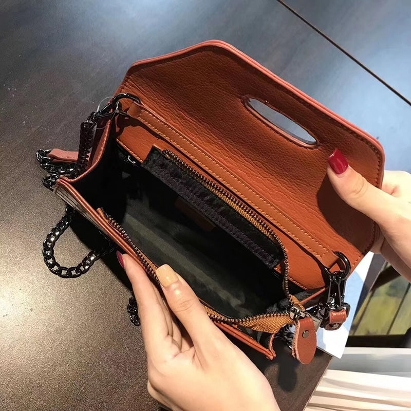 Genuine Leather Clutch Bag with Crocodile Pattern