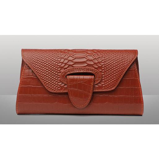 Genuine Leather Clutch Bag with Crocodile Pattern