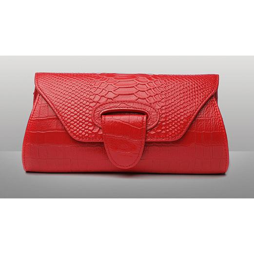 Genuine Leather Clutch Bag with Crocodile Pattern