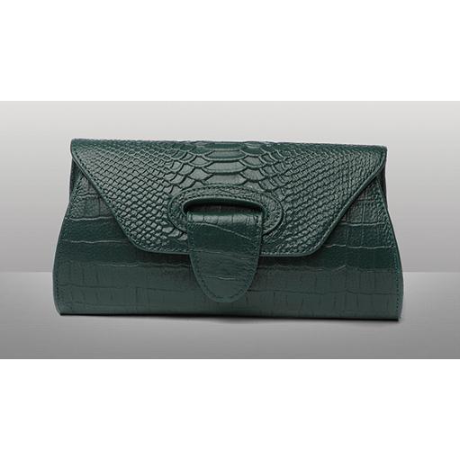 Genuine Leather Clutch Bag with Crocodile Pattern