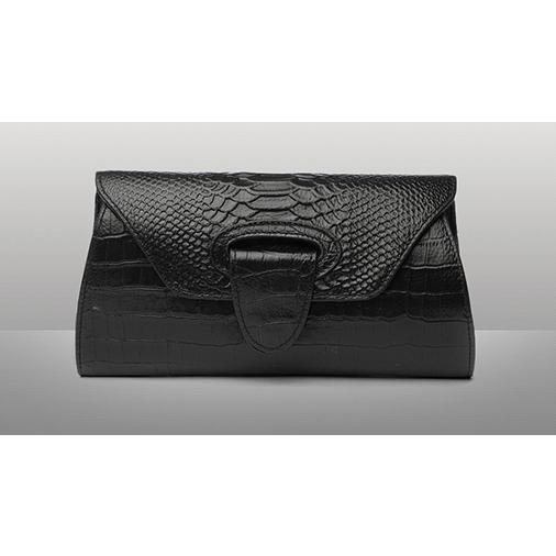 Genuine Leather Clutch Bag with Crocodile Pattern