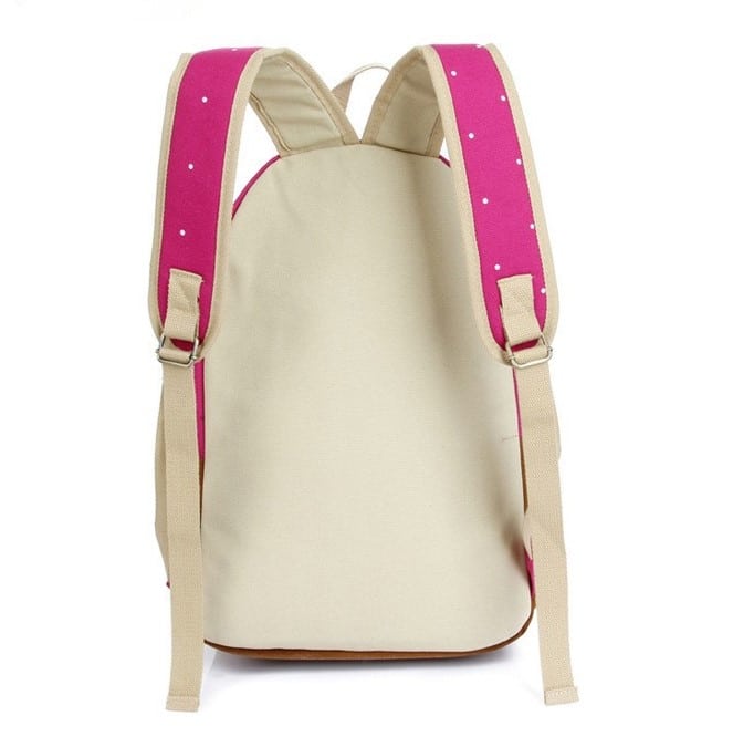 Casual Canvas Backpack with Polka Dot Print