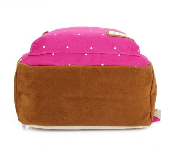 Casual Canvas Backpack with Polka Dot Print