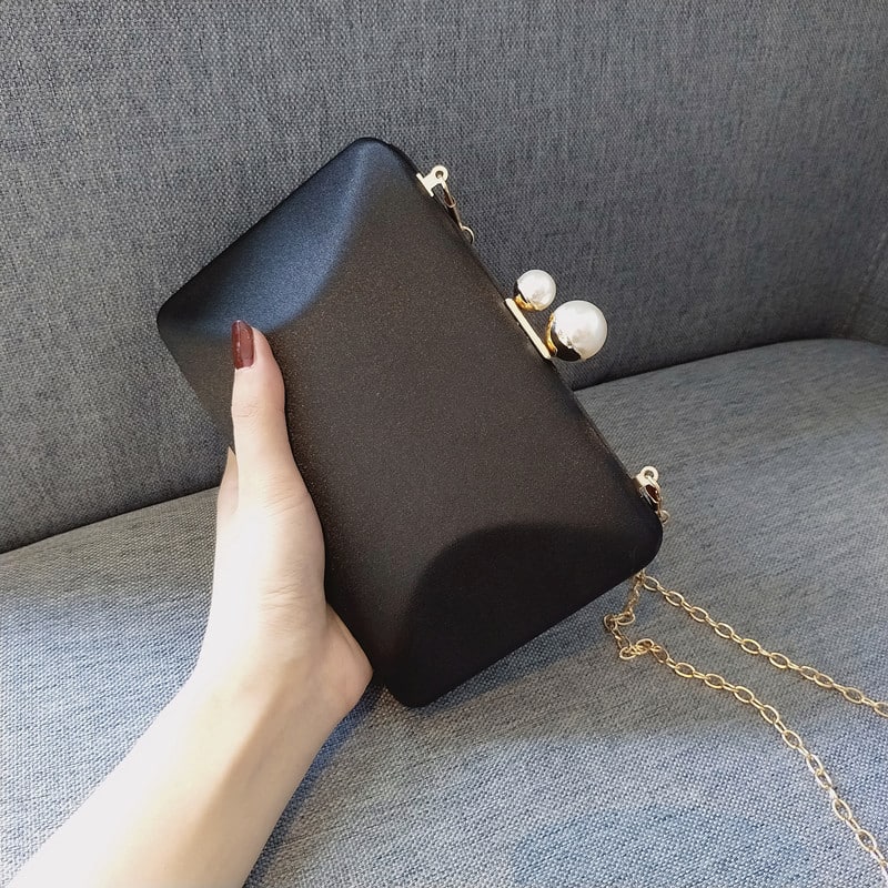 Satin Pearled Mini Evening Bag