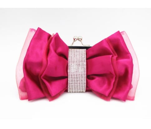 Satin Bow with Rhinestones Evening Bag