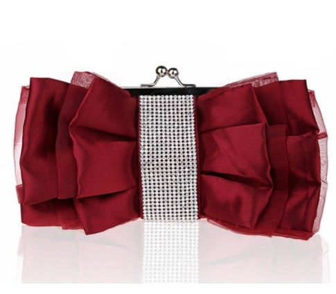 Satin Bow with Rhinestones Evening Bag