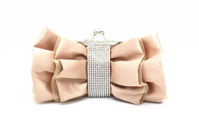 Satin Bow with Rhinestones Evening Bag