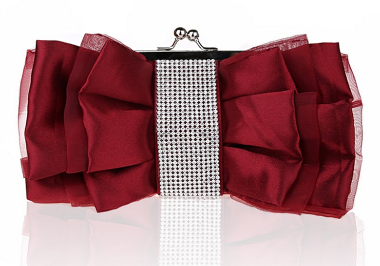 Satin Bow with Rhinestones Evening Bag