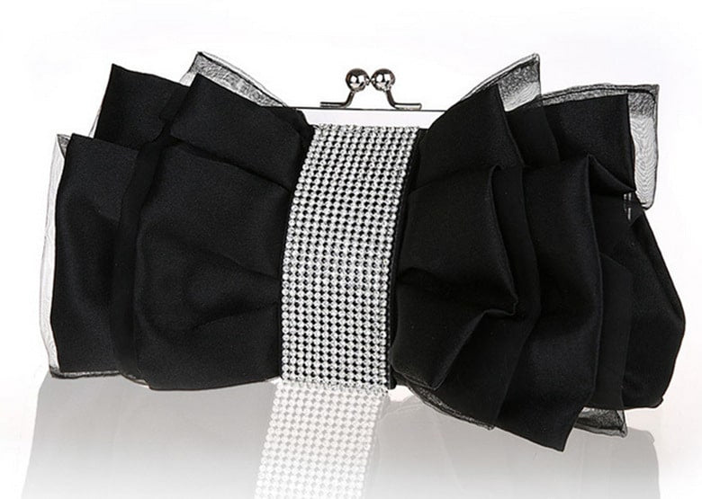 Satin Bow with Rhinestones Evening Bag