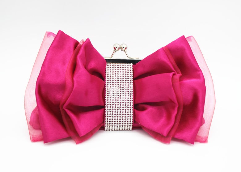 Satin Bow with Rhinestones Evening Bag