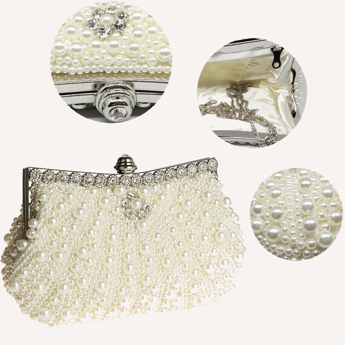 Luxury Pearls Decorated Evening Bag
