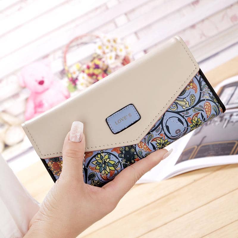 Floral Patterned Long Wallet